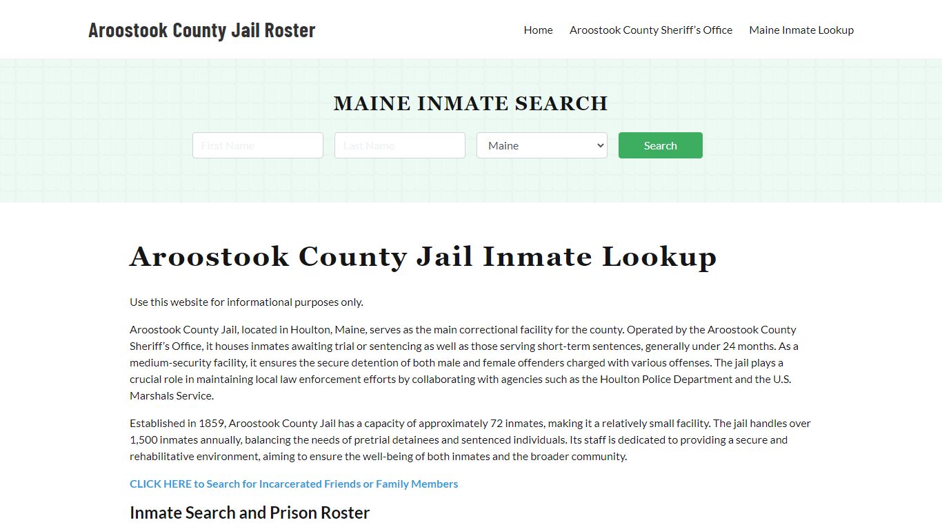 Aroostook County Jail Roster Lookup, ME, Inmate Search