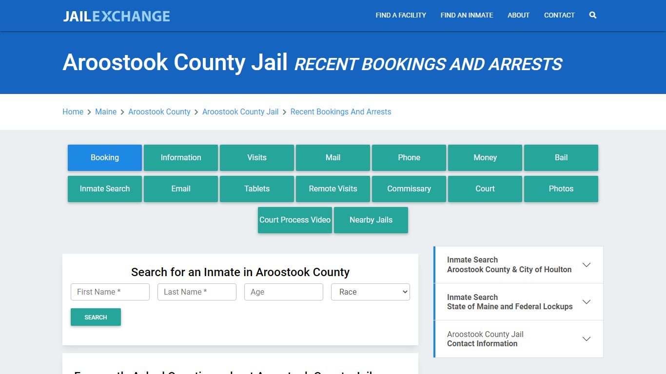 Aroostook County Jail Recent Bookings And Arrests - Jail Exchange